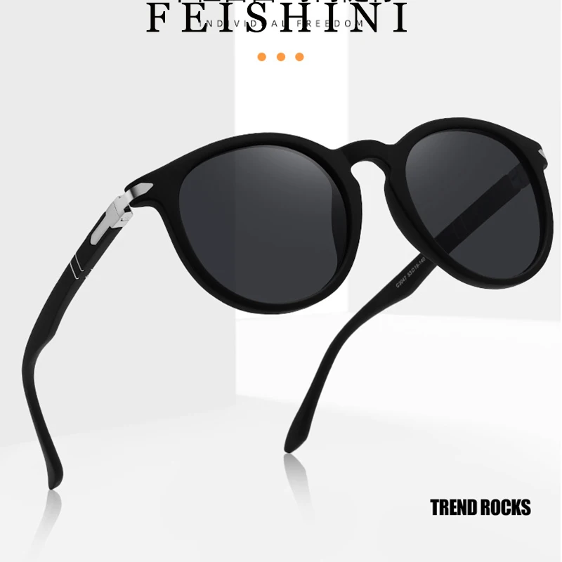 FEISHINI Gothic Steampunk Round Sunglasses Men Punk Goggle Luxury Fashion Sun Glasses Women Vintage Oculos Female Shades