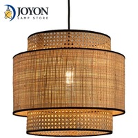 Modern Wicker Pendant Light Rattan Chandelier Hand-Woven Ceiling Lamp 40cm Light Fixtures for Restaurant Living Room Dining Room