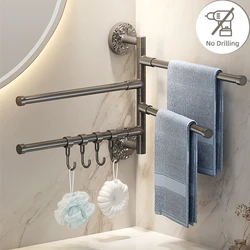 Self-Adhesive Rotatable Towel Holder Shower Room Towel Hanger Bathroom Kitchen Wall Mounted Bathroom Accessories
