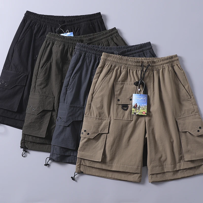 

American Retro Workwear orts Men's Large ket Trendy Loose Straight Five-Quarter Beach Casual Pants Youth Vitali Sle