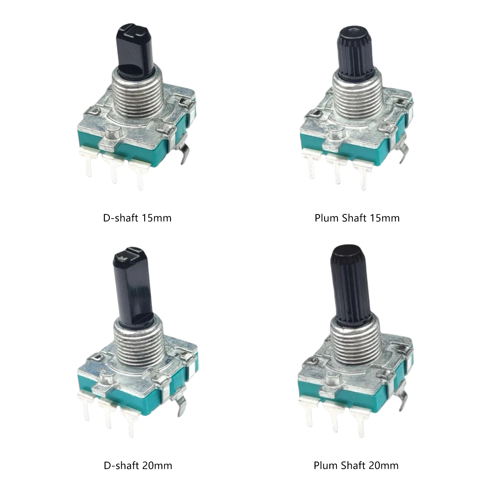4 Values EC16 Rotary Encoder Kit 24 Position Plum Shaft D-shaft 15mm/20mm Incremental Rotating Switch Components, Total 8 Pcs