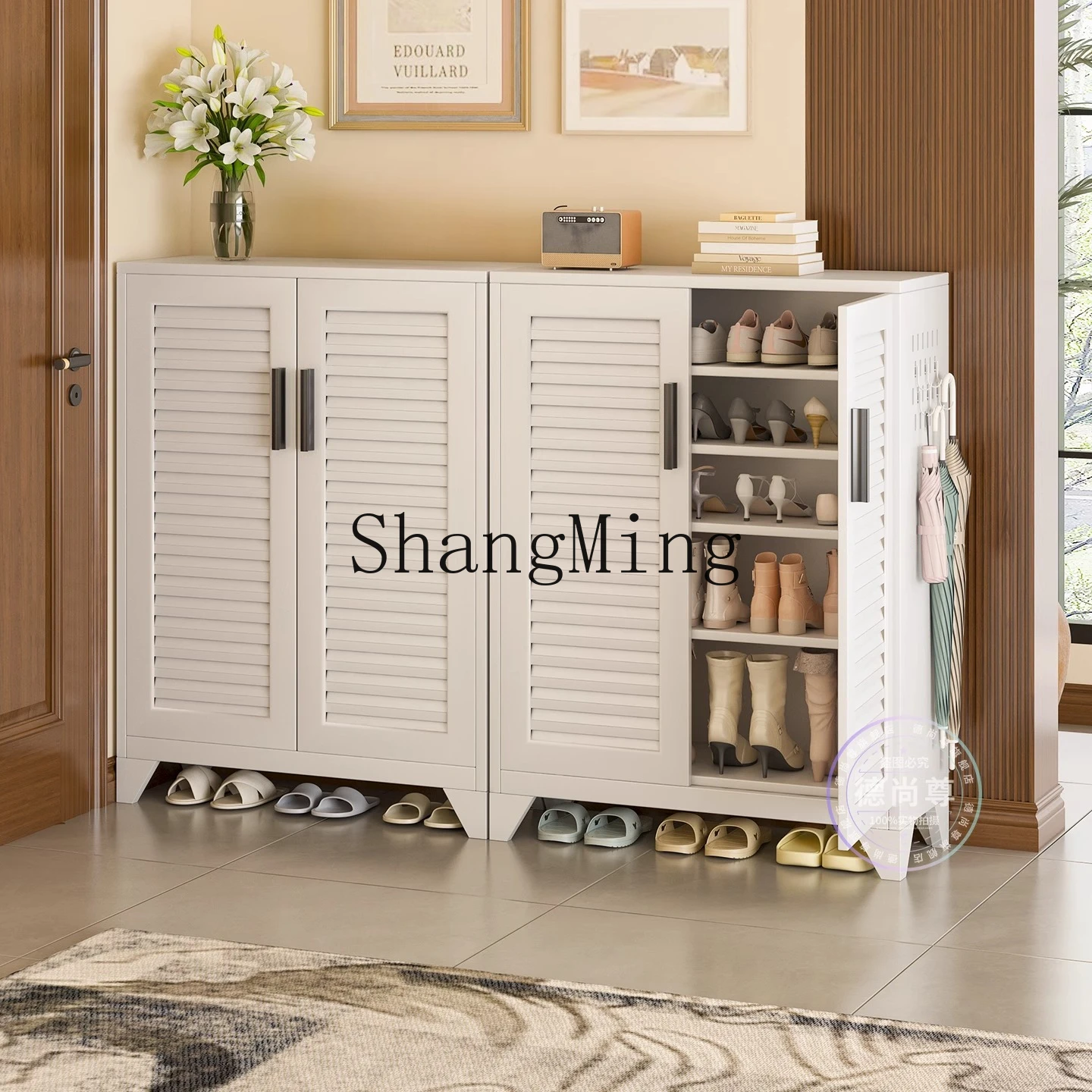 

CL New Shoe Cabinet Home Steel Entryway Shutter Door Storage Cabinet Integrated Wall-Mounted Hallway Outside Corridor Shoe Rack