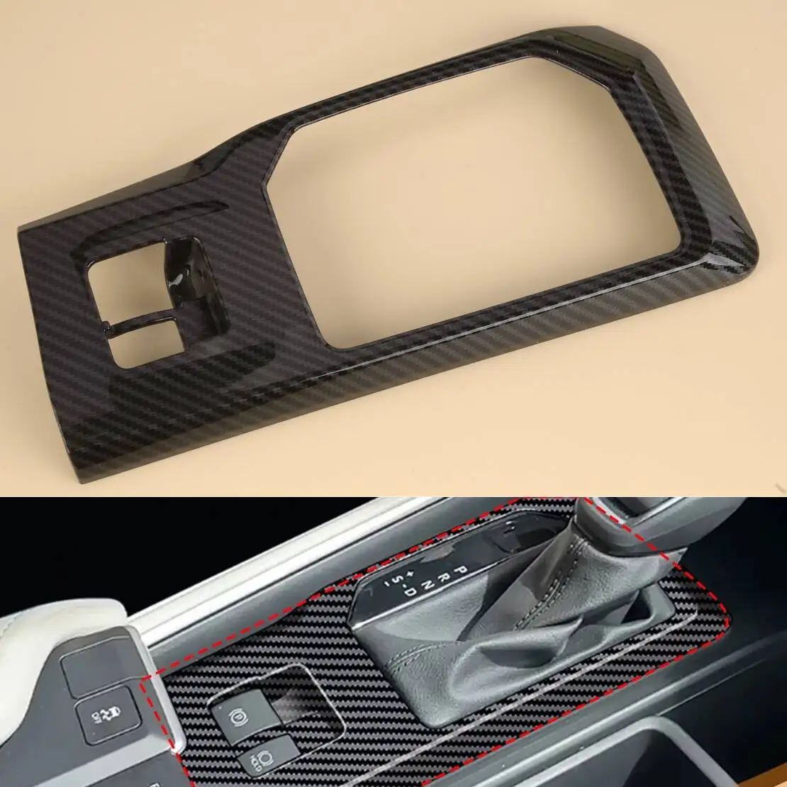 

Car Gear Shift Panel Cover Trim Frame Fit For Toyota Grand Highlander 2024-2025 Carbon Fiber Style ABS