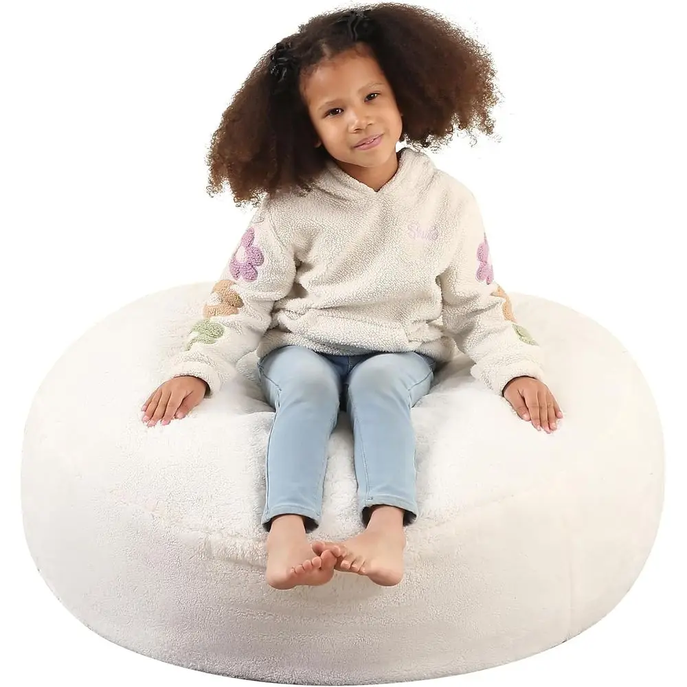 

Детское круглое кресло-мешок 2-в-1, пушистая погремушка с наполнителями из пенопласта высокой плотности для малышей, напольное кресло-подушка для чтения Corne