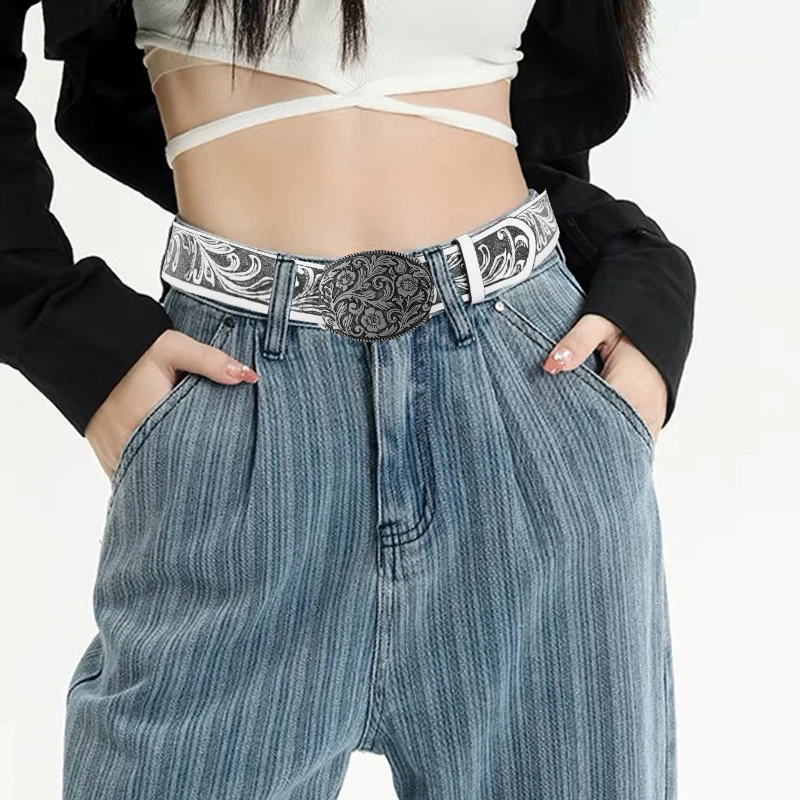 Dames Mode Riem Verzilverde Zonnebloem Ingelegde Strass Riem Denim Reliëf Vintage Riem Designer Riem Luxe