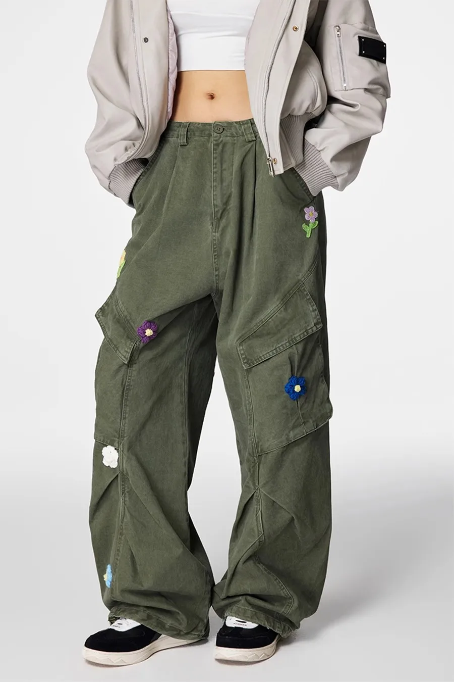 

American Vintage Multi-pocket Overalls Jeans for Women Y2K Streetwear Wide Leg Pants Popular Casual Straight Pants