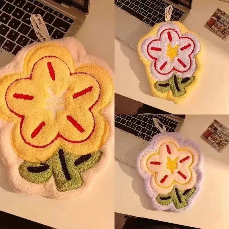 1/4 PCS Hand Towel Home Convenient Hanging Double-layer Thickened Speed Dry Absorbent Hand Cloth Kitchen and Bathroom Foot