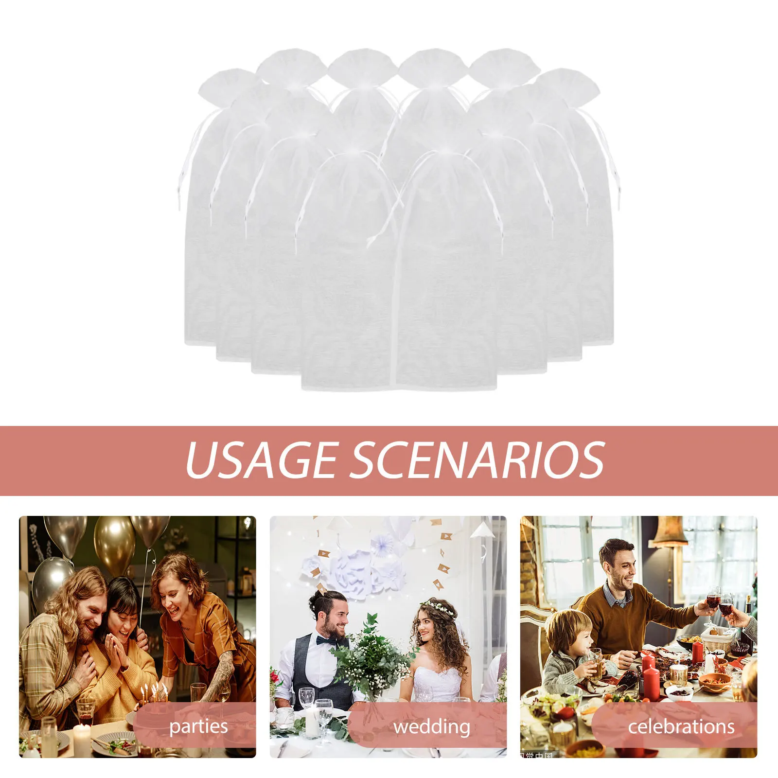

12Pcs Wine Bag Drawstring Transparent Multi-Function Gift Bags Decorative Candy Bags Portable Reusable Gift Supplies