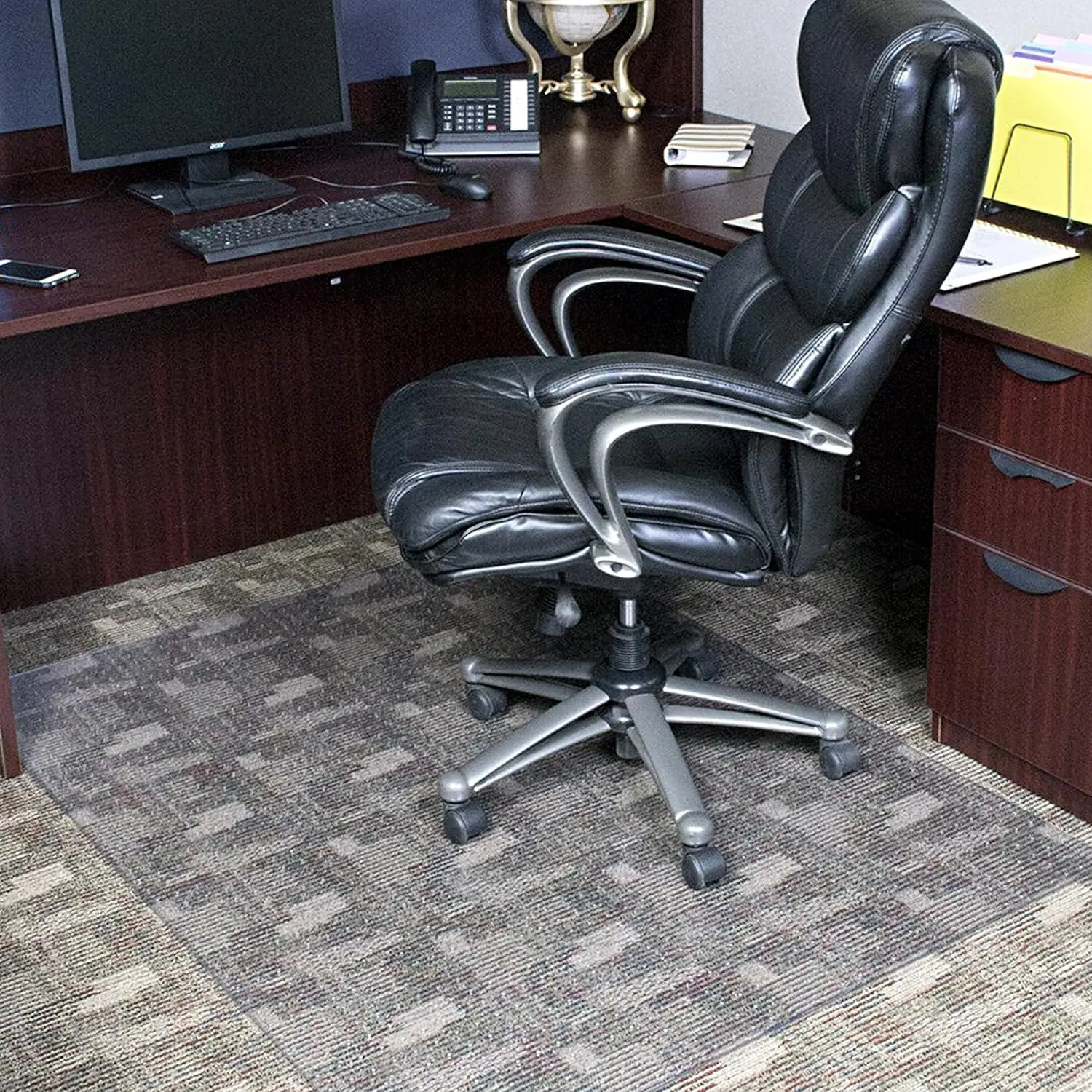 Office Chair Mat for Low Pile Carpet, 46" x 60", Clear