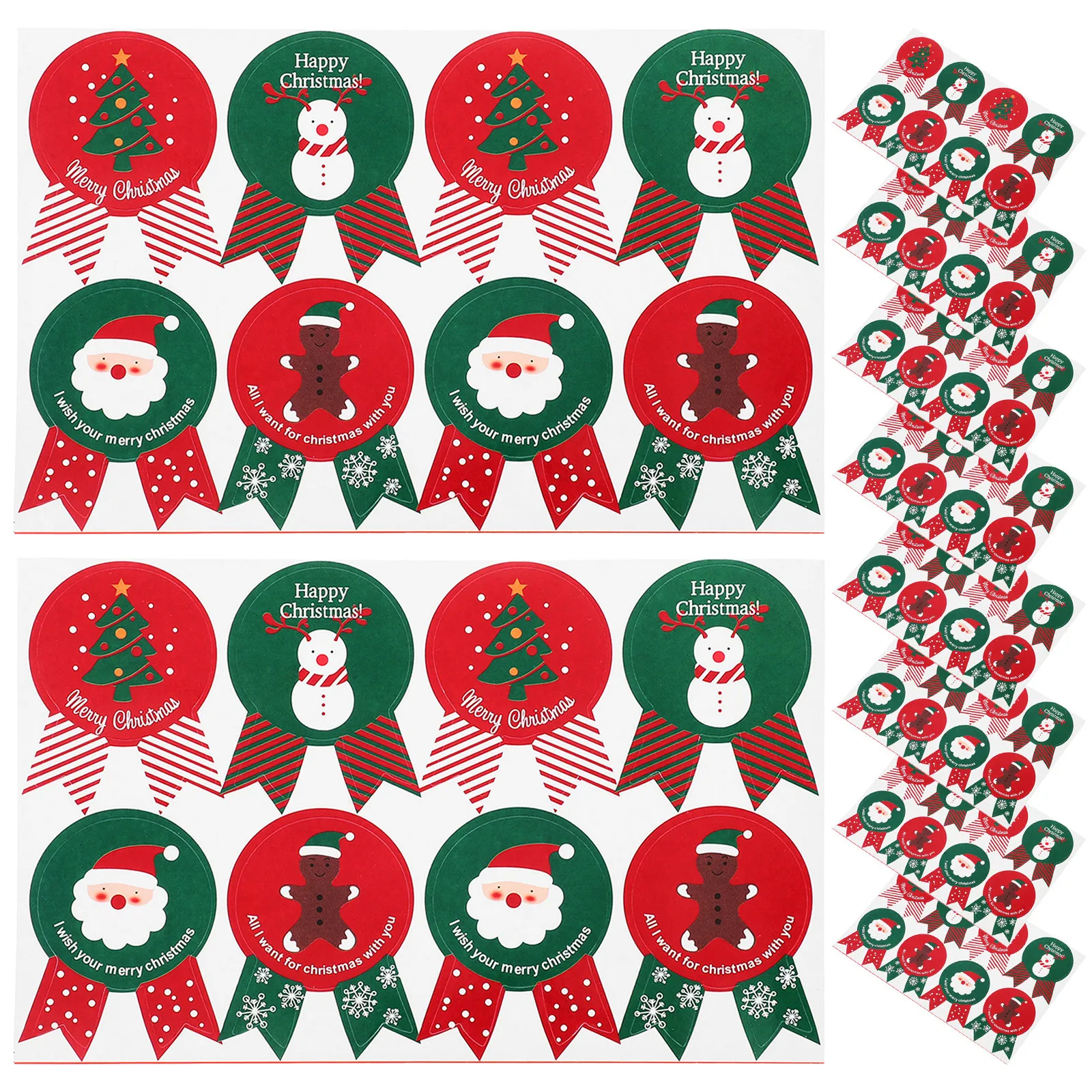 Christmas Card Envelope Seal Stickers 20pcs, Holiday Baking Box Packaging, Snowman Reindeer Tree Decor