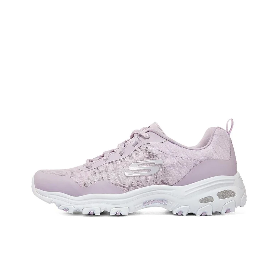 Skechers D'Lites 1.0 Mesh, Synthetic Leather Lace Up Low top Chunky Sneakers Women's Lavender 896027-LAV