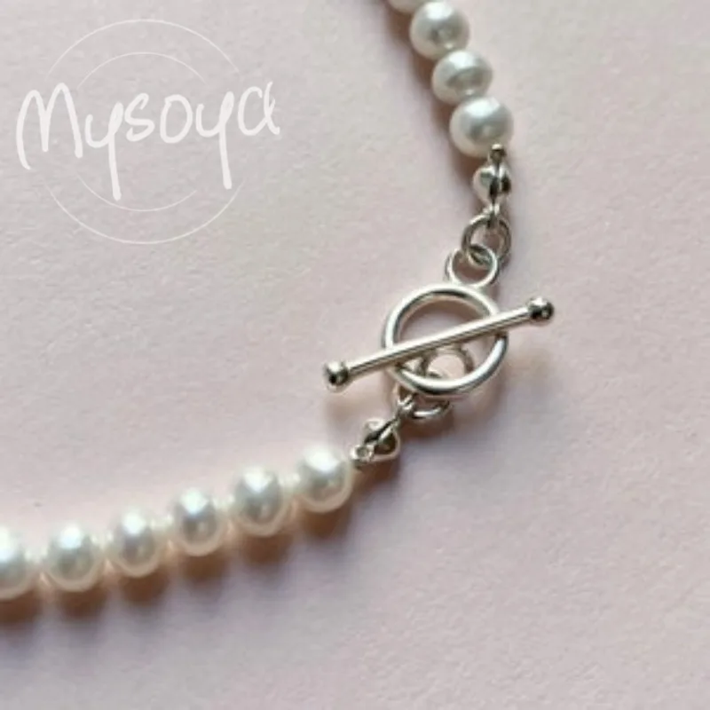 

MYSOYA White Freshwater Pearl Bracelet 5-6mm With Gift Box For Him/Her Birthday/Wedding/Christmas/New Year Gift