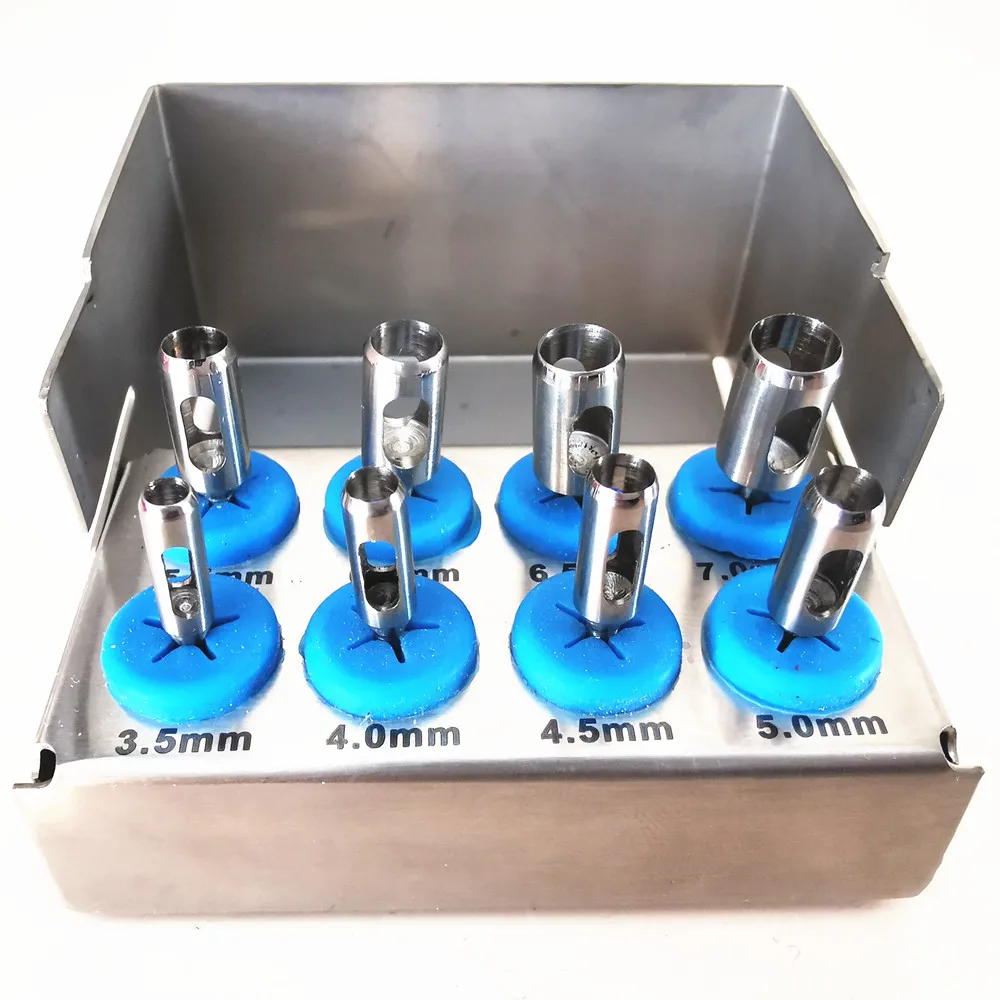 8pcs/Set Dental Implant Trephine Bur Drill Tissue Punch Stainless Steel Planting Tools Surgical for Low Speed Machine