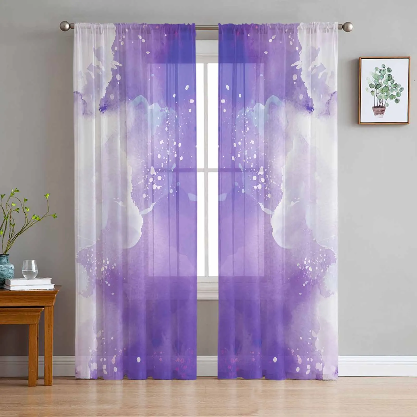 Rideaux abstremberg en tulle transparent d'interconnexion de nuages violets, rideaux de cantonnière de salon, rideaux de fenêtre de chambre à coucher, draperie Tyys, cuisine