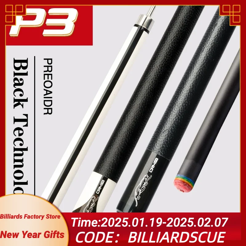 PREOAIDR 3142 P3 Pool Cue Stick Billiards Maple Carbon Fiber Technology Shaft Pool Cue 10.8/11.5/ 12.8mm Uni-loc Joint Cue Kit