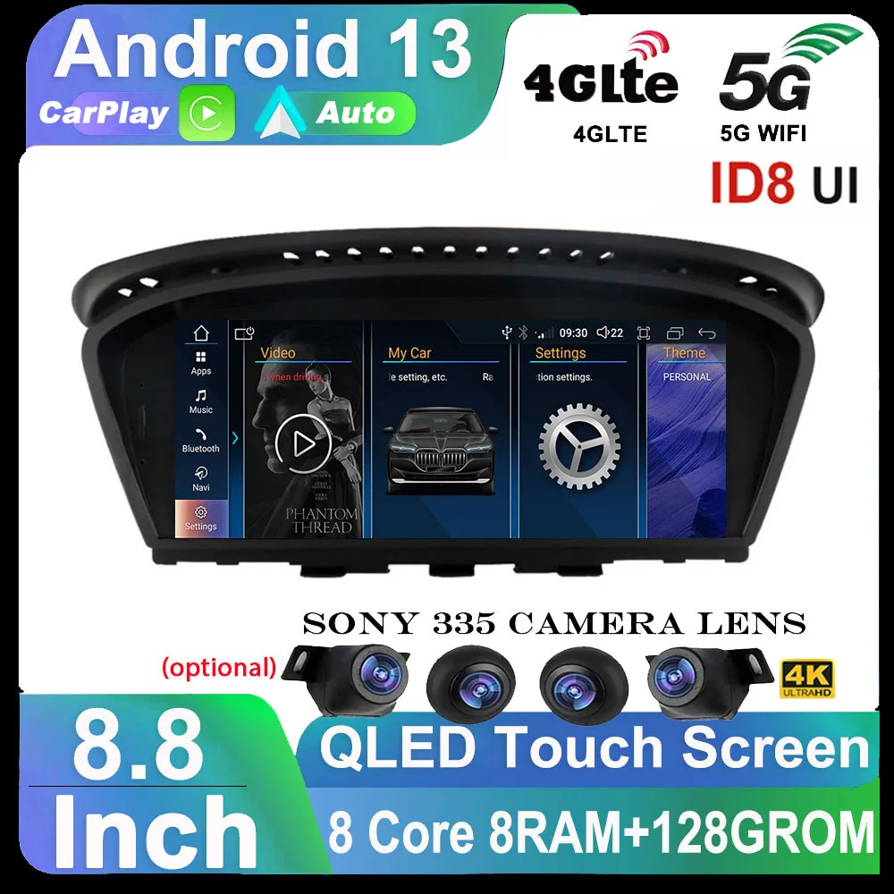 

Android 13 ID8 CarPlay Auto Car Multimedia For BMW 5 3 Series E60 E61 E62 E63 E90 E91 E92 E93 CCC CIC Radio Stereo 360 Camera BT