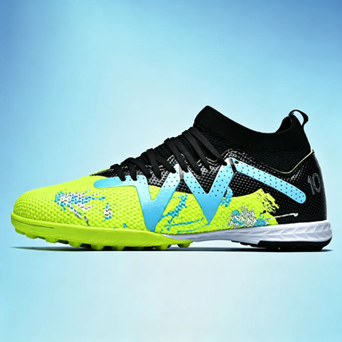 Breathable men's football shoes with PU woven upper, rubber TF shoe studs, anti slip and durable sports shoes