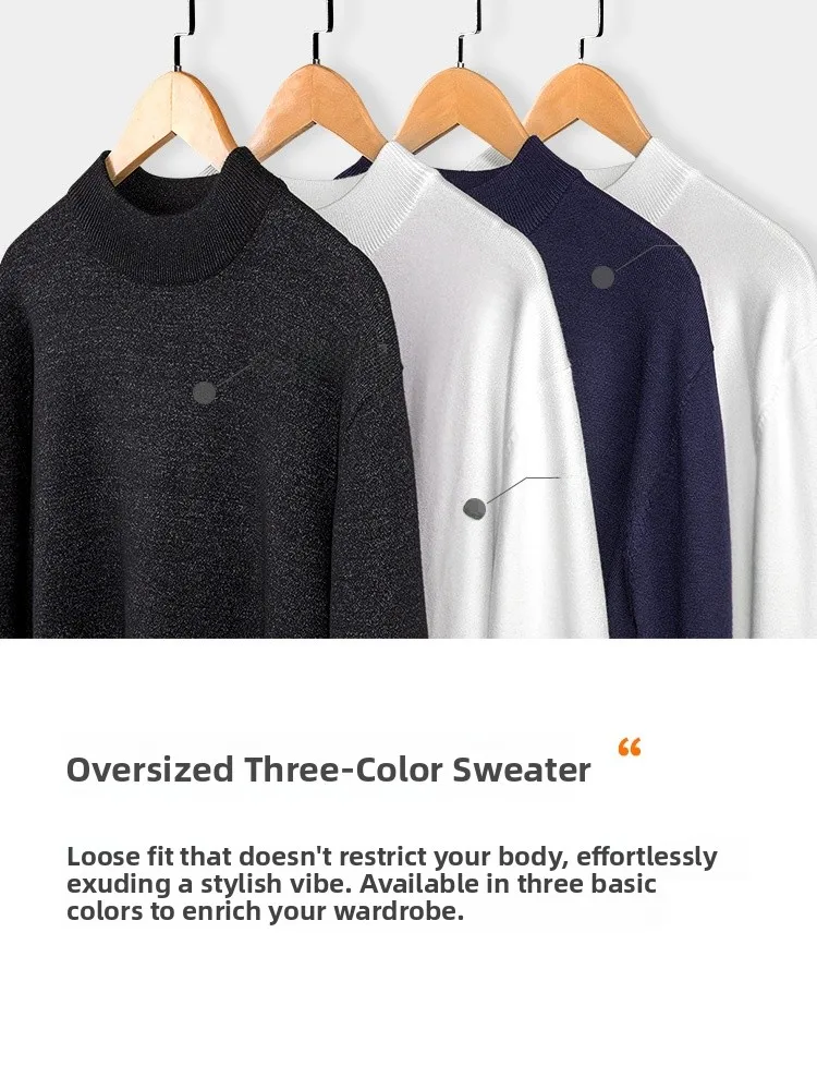 

plus Size Men's Casual Loose Long Sve Sweater Extra Large Comfortable Warm Polyester Fiber Youth Faion Daily Wear