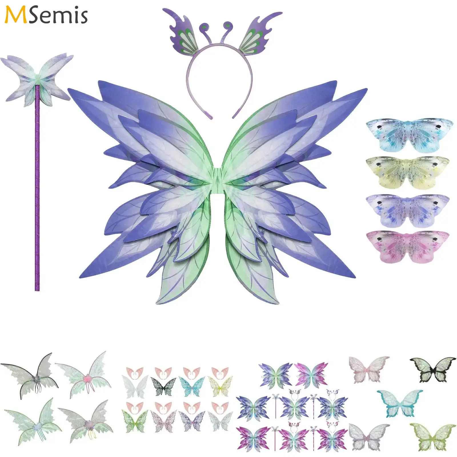 

Halloween Fairy Wing Costume Elf Angel Butterfly Wings Women Girls Princess Cosplay Party Dress Up Festival Performance Props