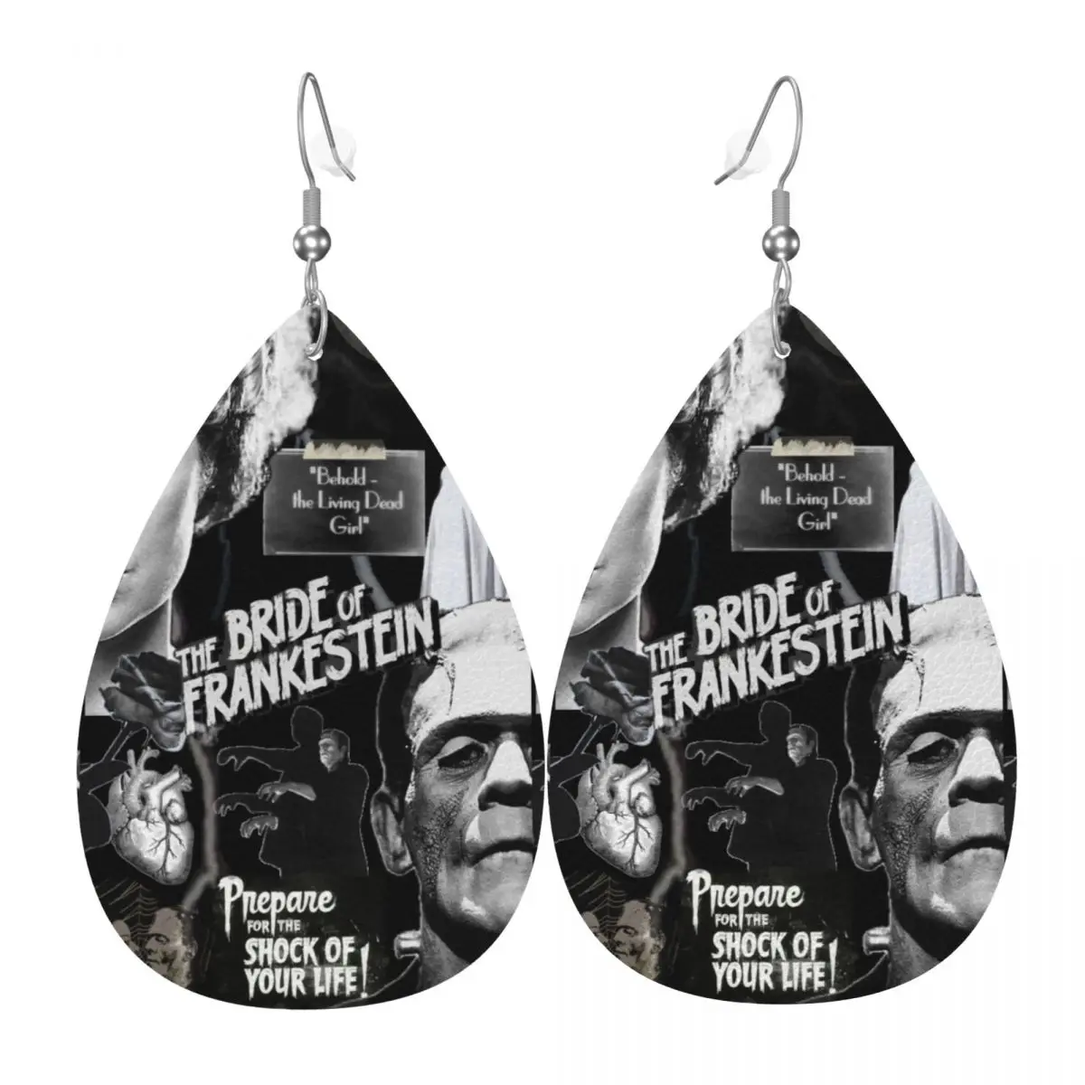 

Custom The Bride Of Frankenstein Dangle Drop Earrings Leather Earrings for Women Fashion Horror Movie For Party