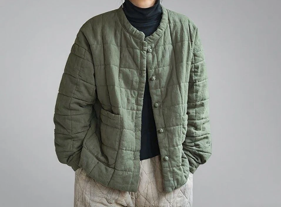 

Women's Standing Collar Cotton Jacket and Cotton Jacket 2025 New Winter Fashion and Artistic Personality Short Cotton Jacket