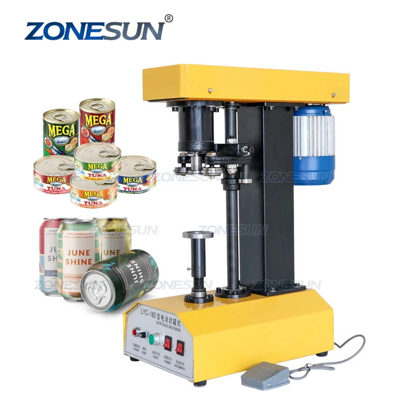 ZONESUN ZS-LYC16 Semi Automatic Tin Soft Drink Cans Capping Sealing Machine Tin Can Seamer Can Closing Machine With High Quality