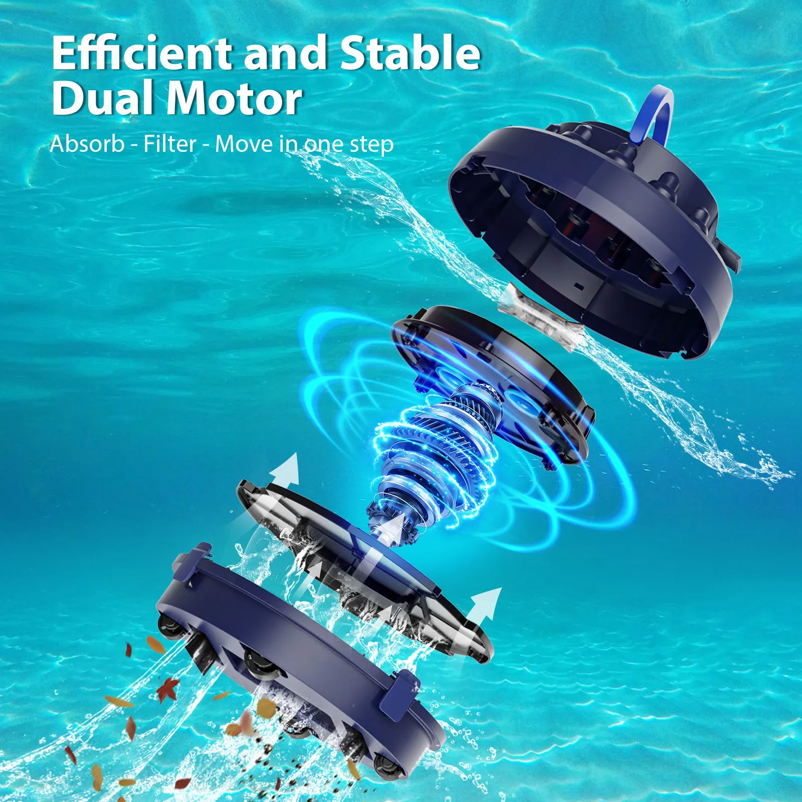 Aspirateur automatique de piscine robotique sans fil, autonomie de 120min, auto-stationnement pour sols plats et intérieurs