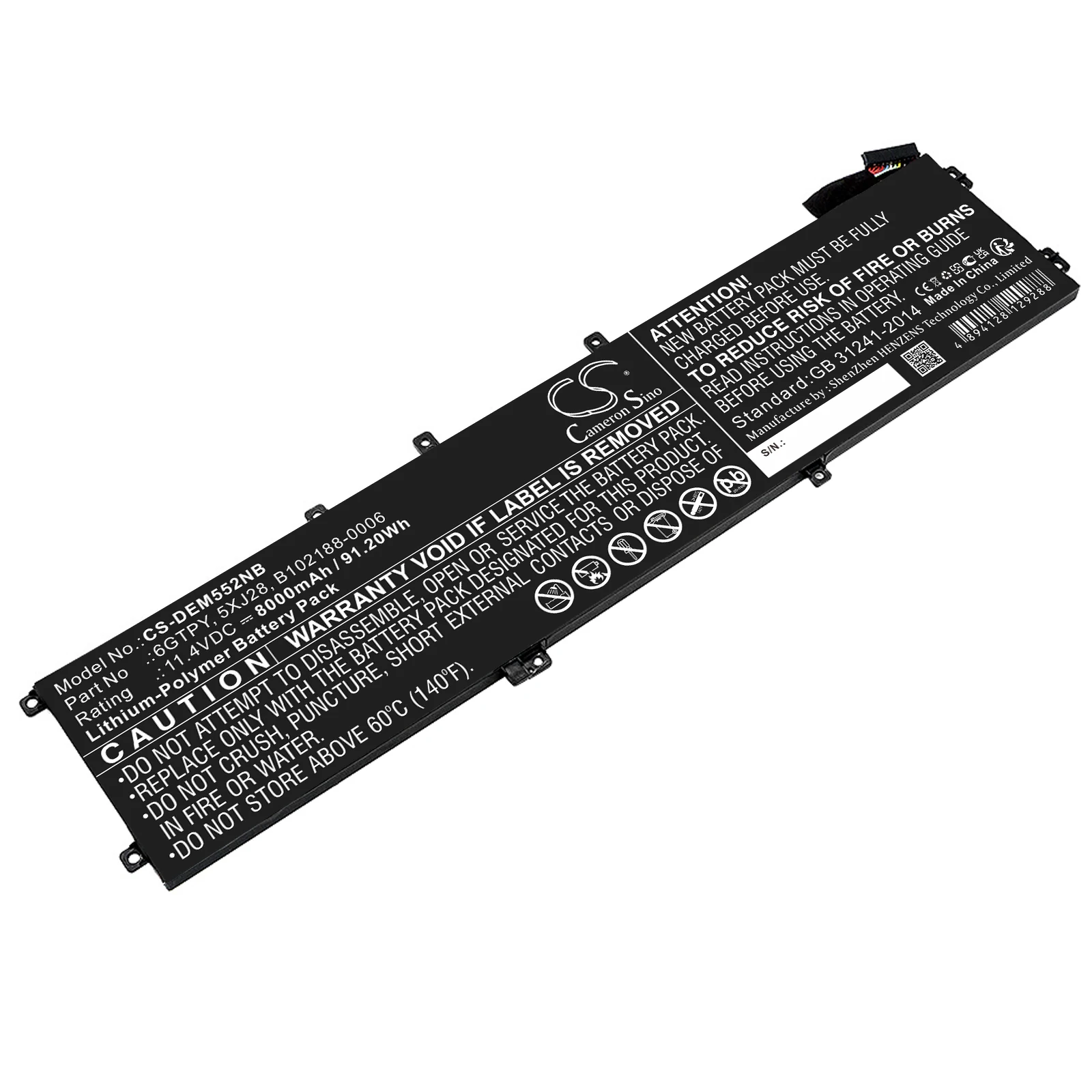 

Replacement Battery for DELL Ins 15-7590-D1535B, Ins 15-7590-D1635B, Ins 15-7590-D1645B, Ins 15-7590-D1745B, Ins 15-7590-D1845