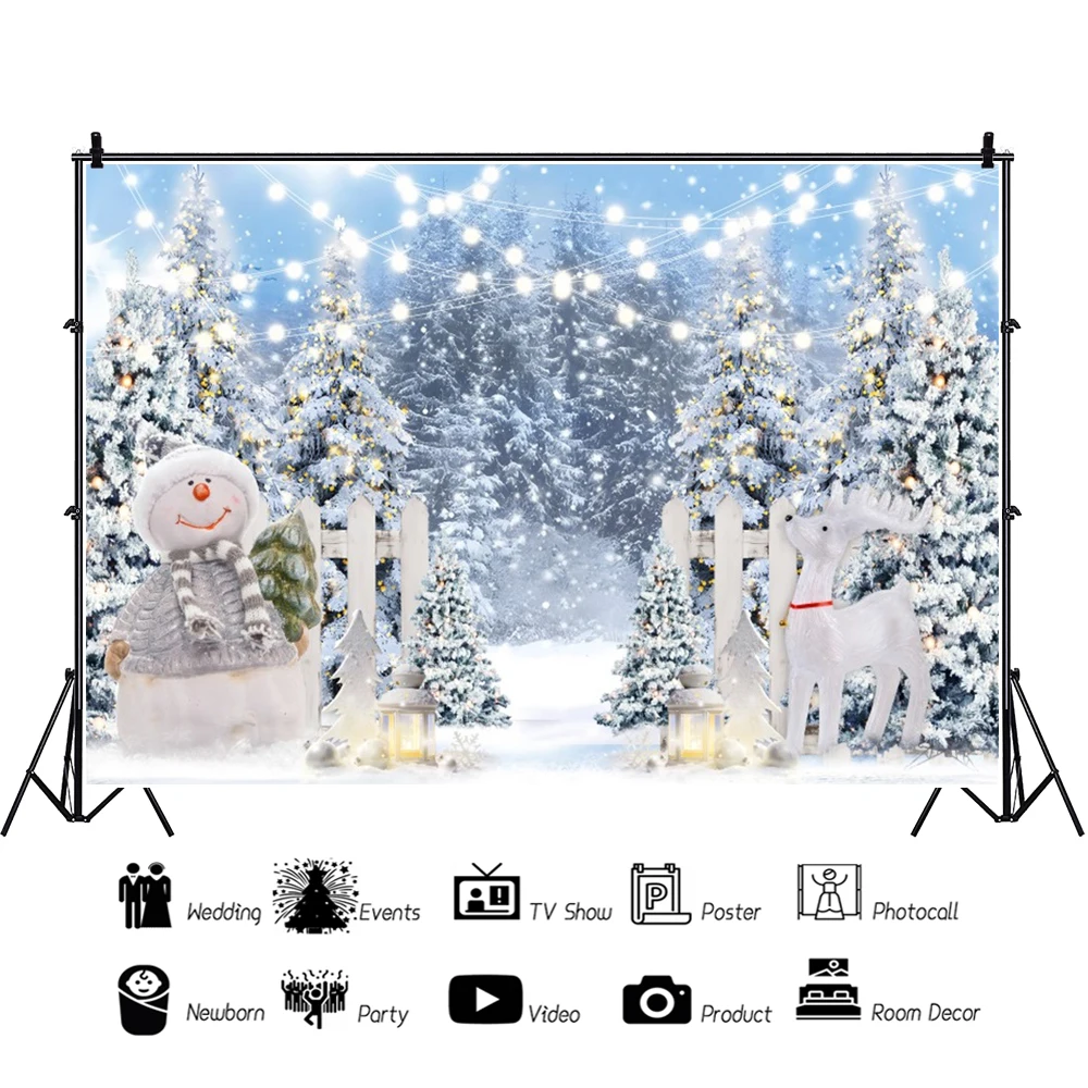 

Winter Landscape Background for Photography Snow Forest Christmas Party Decor Tree White Snowflake Backdrop Photo Studio Kits