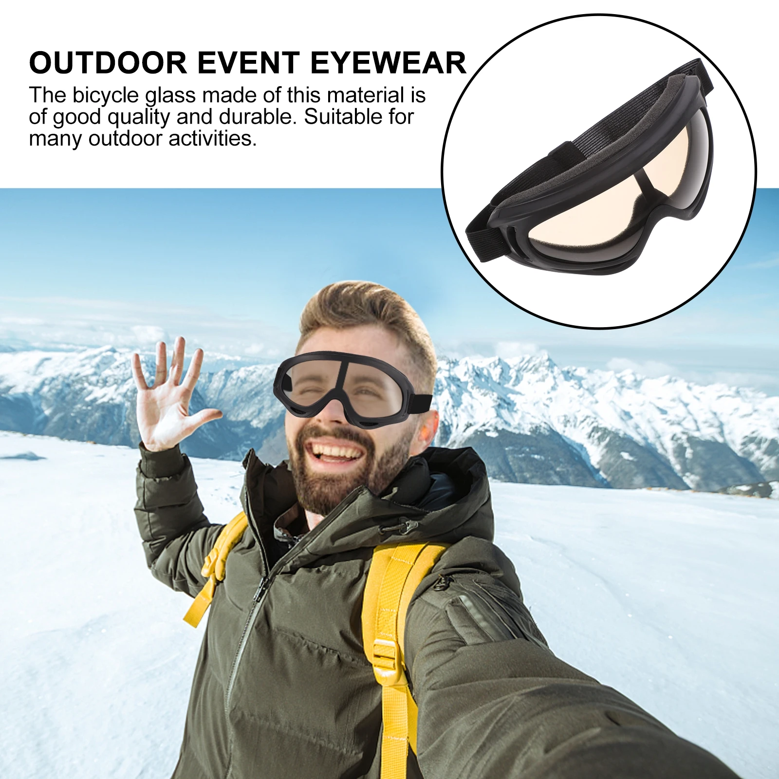 

1 Pair Uv400 AntiUltraviolet ImpactResistant Pc Material Skiing Glasses Riding Goggles Cycling Eyewear Outdoor Event Eyeglasses