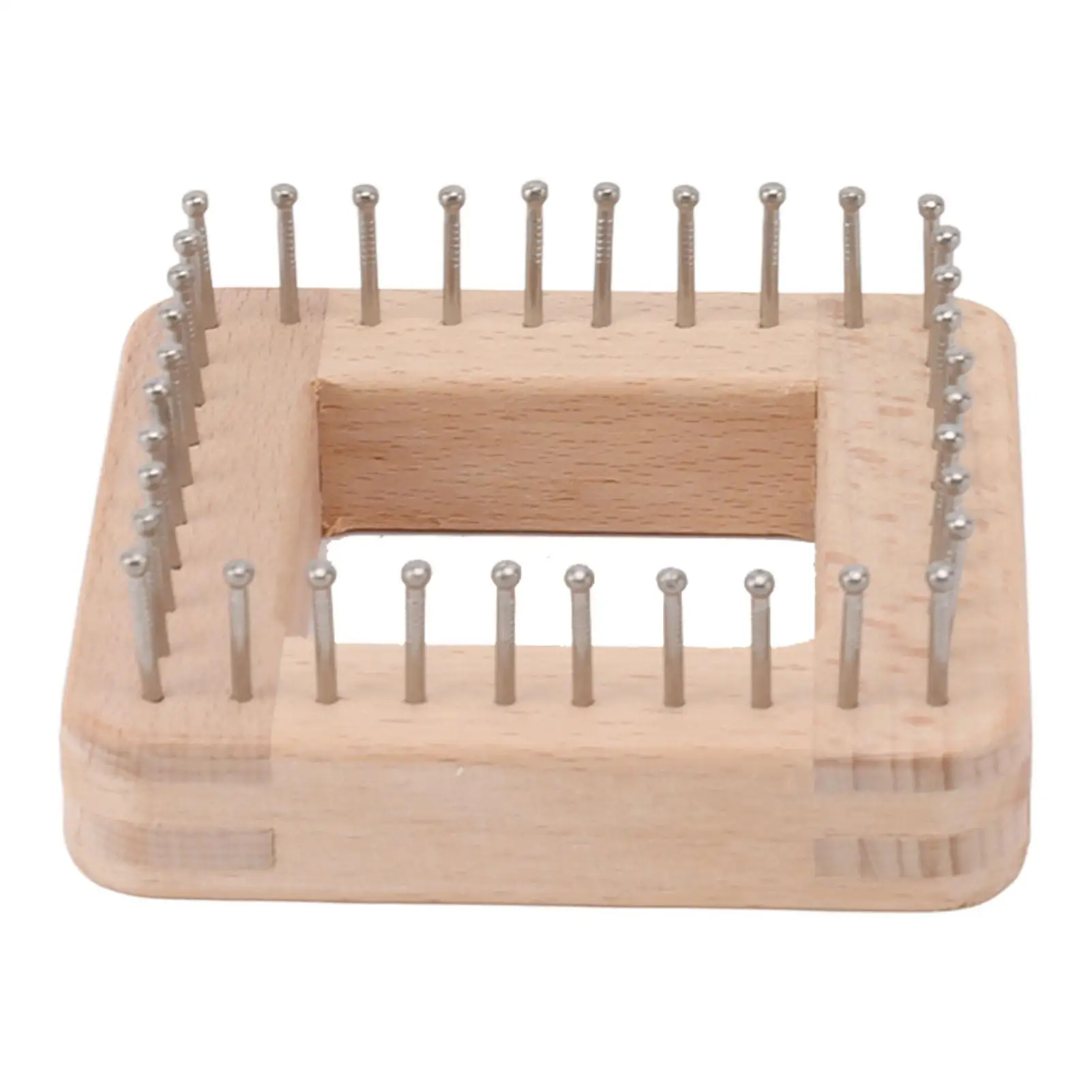 Wooden Mini Square Knitting Tool with Hooks - Crochet Board for weaving Mats, Hairbands, Blankets & Socks