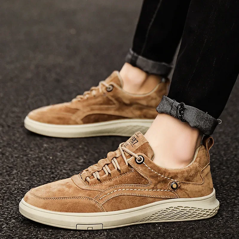 Autumn New Men's Sneakers Suede Genuine Leather Casual Shoes Lace Up Oxford Shoes for Men Moccasins Big Size47 Zapatillas Hombre