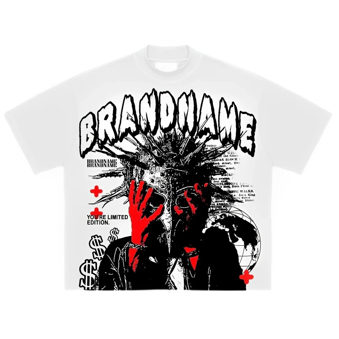 مختلف القوطية عادية كبيرة الحجم الملابس النسائية الرجعية Harajuku الاتجاه الشارع نمط تي شيرت جديد الصيف قصيرة الأكمام متعددة نمط #2