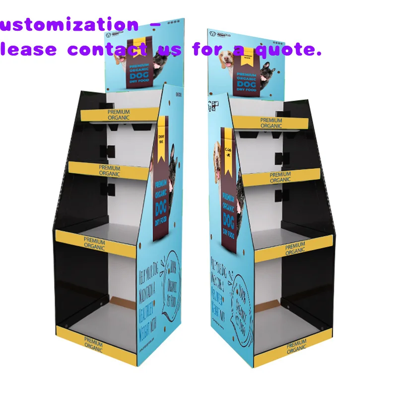 

Стеллаж для корма для собак из гофрированного картона LD1205, напольный, для демонстрации товаров, перерабатываемый, простой в сборке.