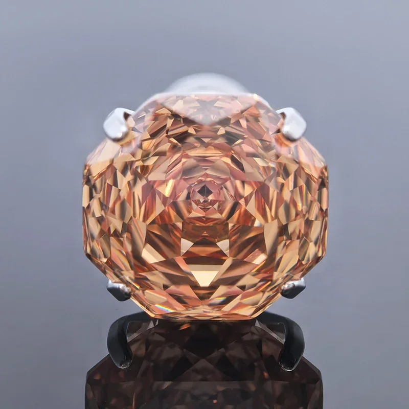 

НОВЫЕ серьги из нержавеющей стали с кубическим цирконием, розовая огранка, глубокий цвет шампанского, 8,0 мм, ювелирные изделия для женщин, оптовая продажа, 4-зубчатые серьги на козелок