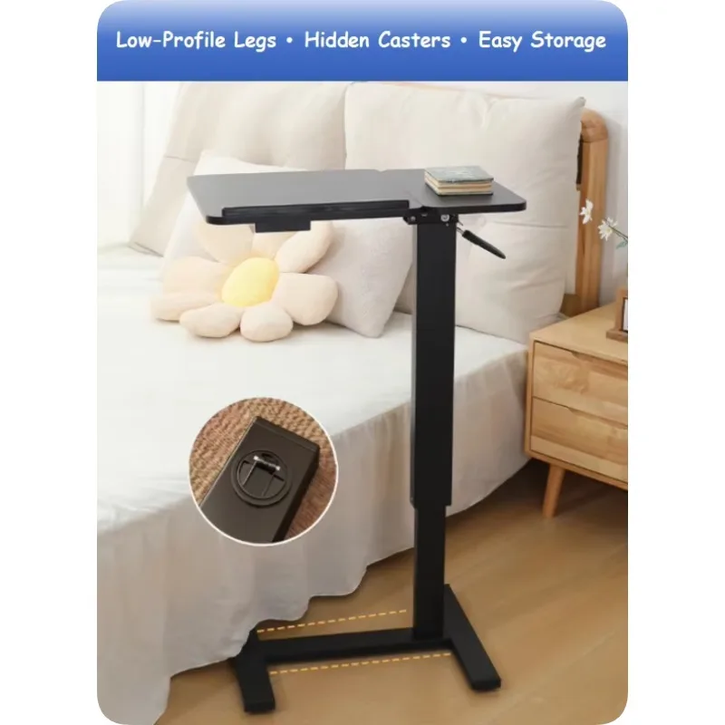 طاولة جانبية حديثة قابلة للتعديل في الارتفاع بجانب السرير، عجلات قابلة للقفل، تصميم بسيط لمطعم المكتب المنزلي #6