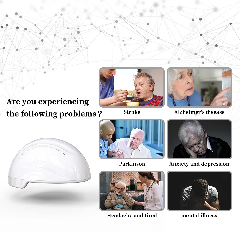 PBM Neuromodulacion Brain Wave Helmet 810nm RTMS Infrared LED Light Therapy Cascos Parkinson Stroke Autism Migraine Treatment