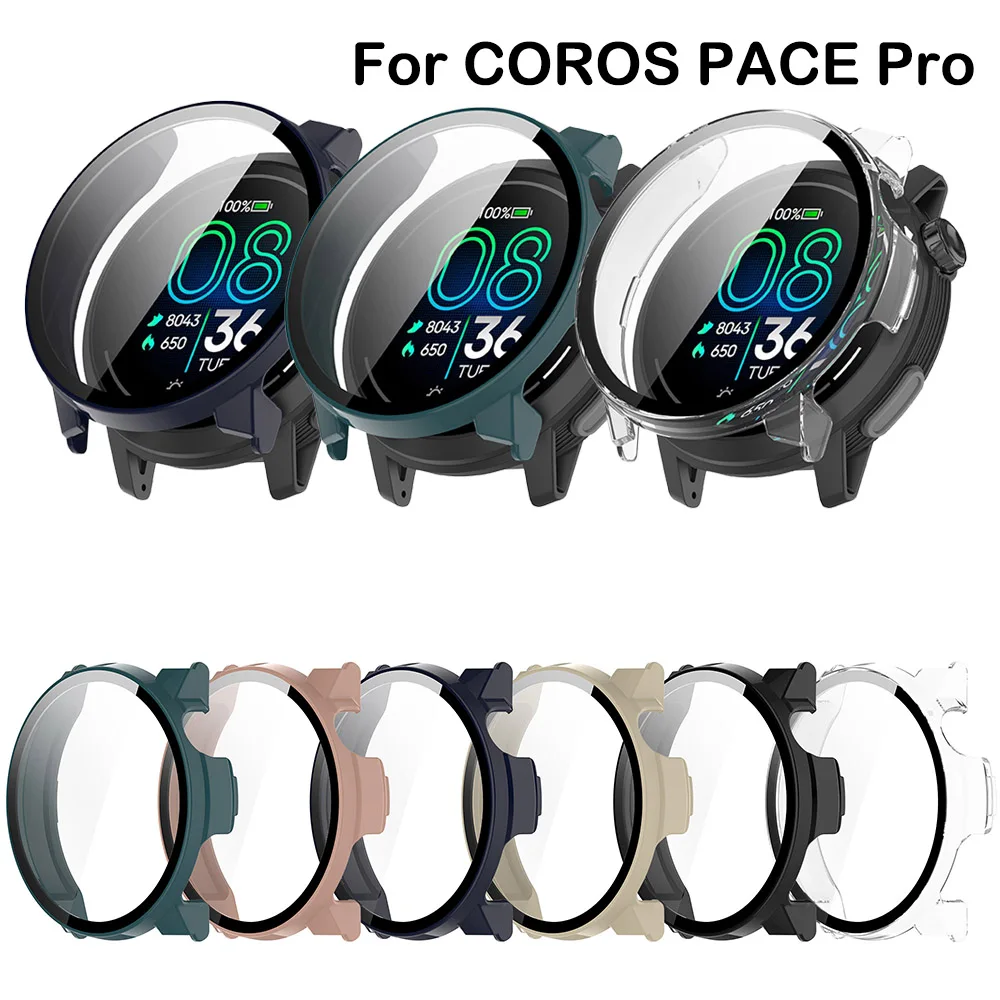 Полный защитный чехол для COROS PACE Pro, защитная пленка для экрана, чехол для часов COROS Pace Pro, чехол для ПК 2 в 1, чехол и пленка из закаленного стекла