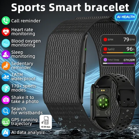 Tracker Fitness Band New GPS Trajectory AI Health Bracelet Heart Rate Blood Pressure HRV Monitor Call Reminder Smart Watch Sport Band Fitness Tracker