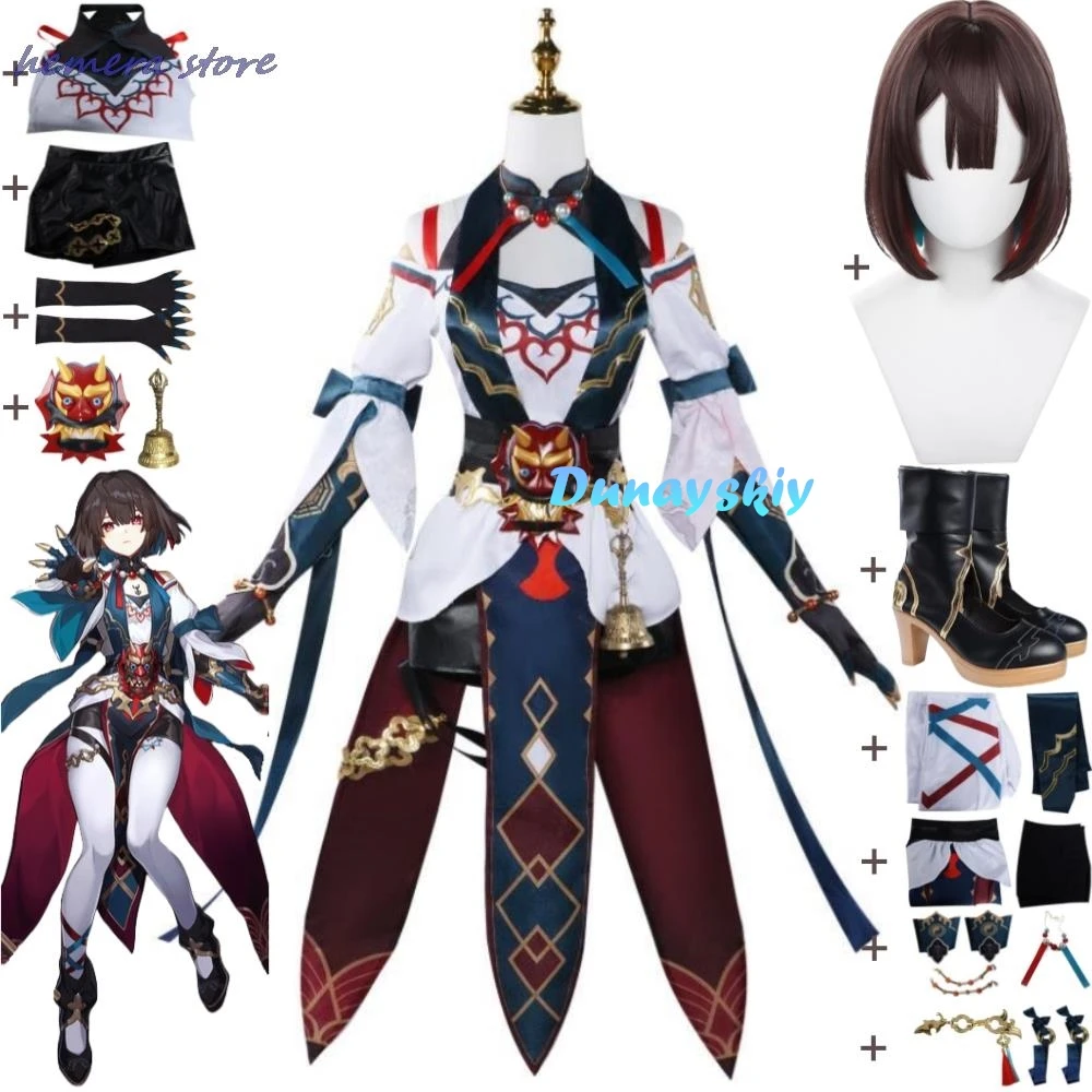 Game Honkai: Star Rail Xueyi Cosplay Costume Wig Shoes Anime The Xianzhou Luofu Ten-Lords Commission Uniform Halloween Suit