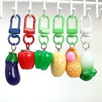 Simulated Vegetable Keychain Resin Food Mold Potatoes Cabbage Eggplants Chili Peppers Peanuts  Portable Cute Bag Key Accessories