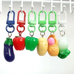 Simulated Vegetable Keychain Resin Food Mold Potatoes Cabbage Eggplants Chili Peppers Peanuts Portable Cute Bag Key Accessories