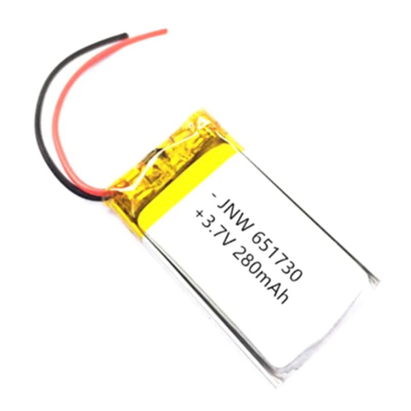 3.7v lithium polymer battery 651730 280MAH small toys MP3 MP4 GPS navigation mobile power DVR