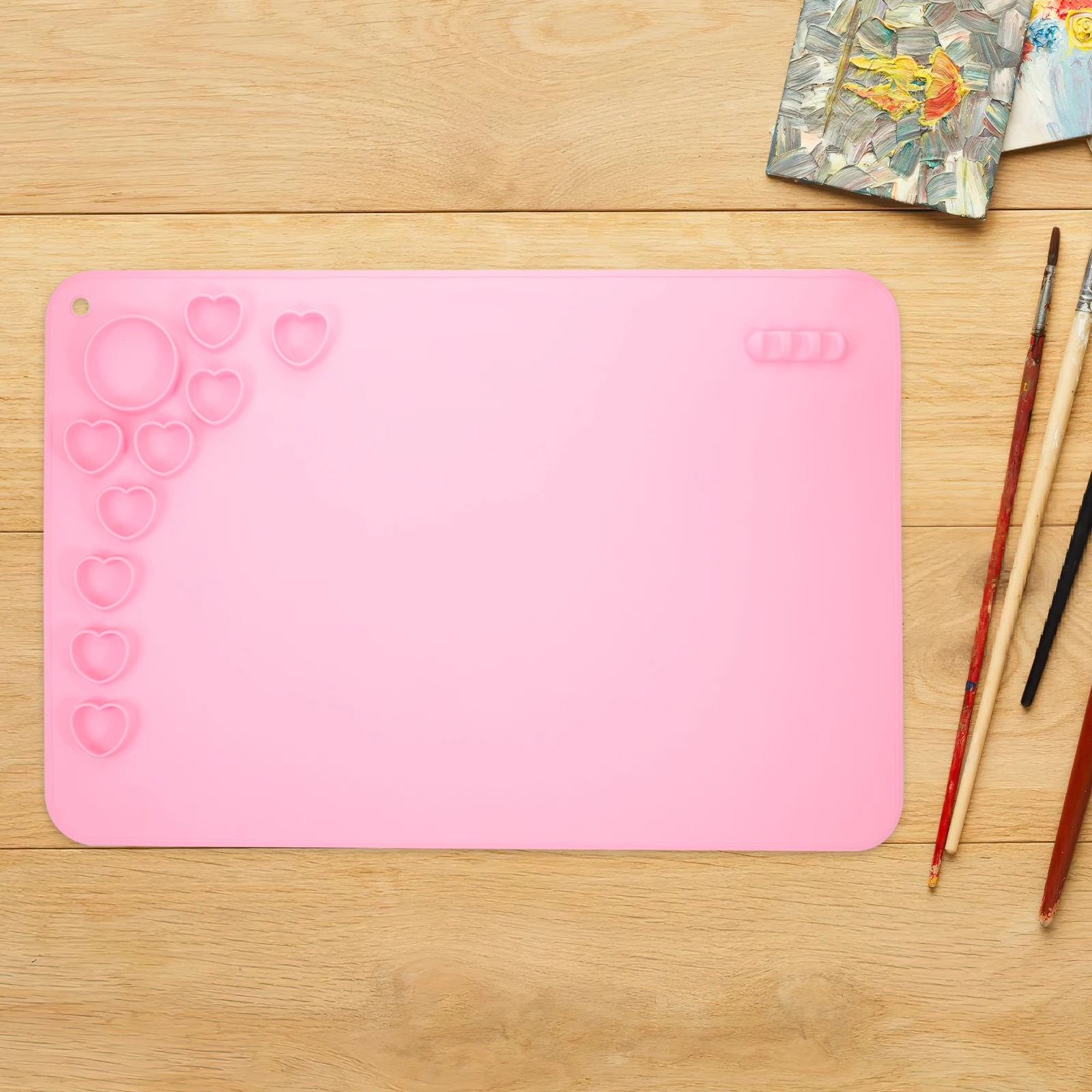

1pc Silicone Painting Mat Pink Non-stick Reusable Kids Clay Craft Diy Pad for Art Supplies Resin Casting Sewing Nail