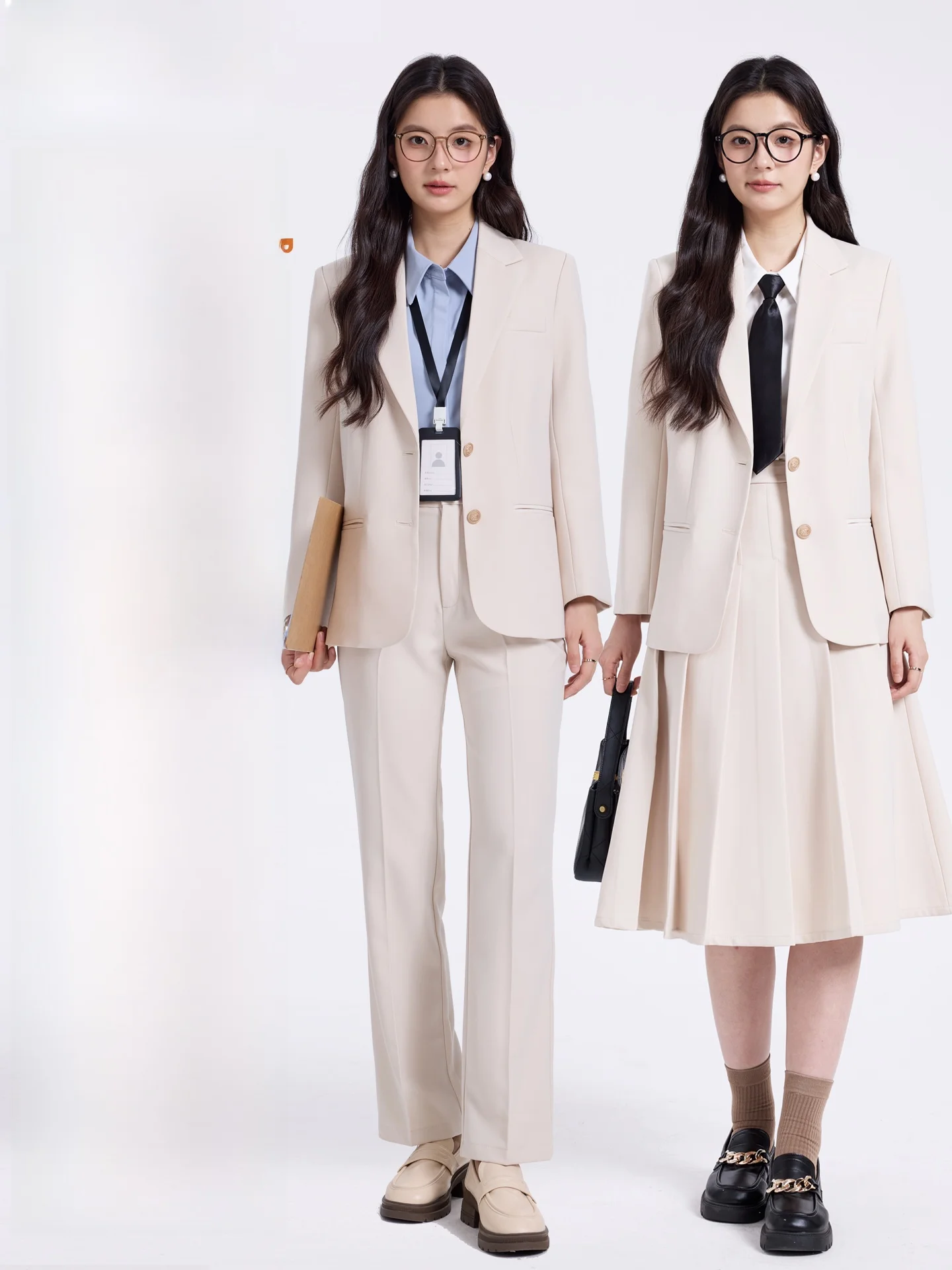 

Элегантный повседневный женский костюм для собеседований и деловых встреч, профессиональная одежда с манжетами на пуговицах и деталями на рукавах