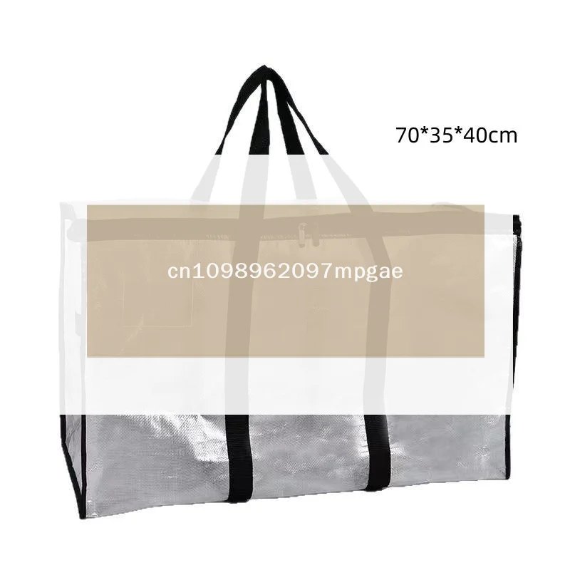 Large PP Woven Tote Transparent Moving Storage Bags with Zipper Waterproof Garment Bag for Clothes & Bedding |〔2025E〕