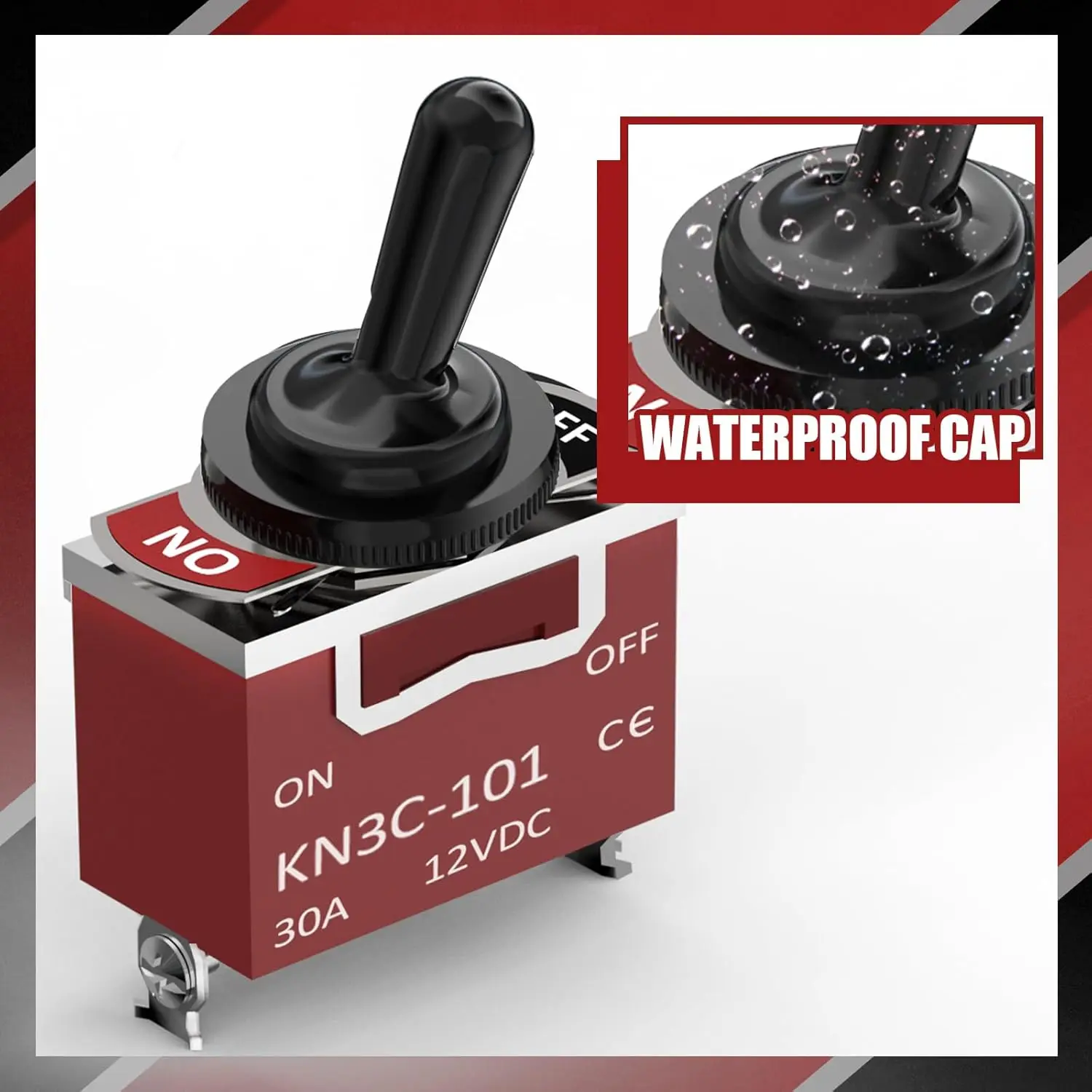 สวิตช์แบบกด KN3C-101 2 ขา SPDT 15A 250VAC ฝาครอบกันน้ำ เปิด-ปิด คันโยกโลหะ สำหรับอุปกรณ์ไฟฟ้าและเครื่องมือ