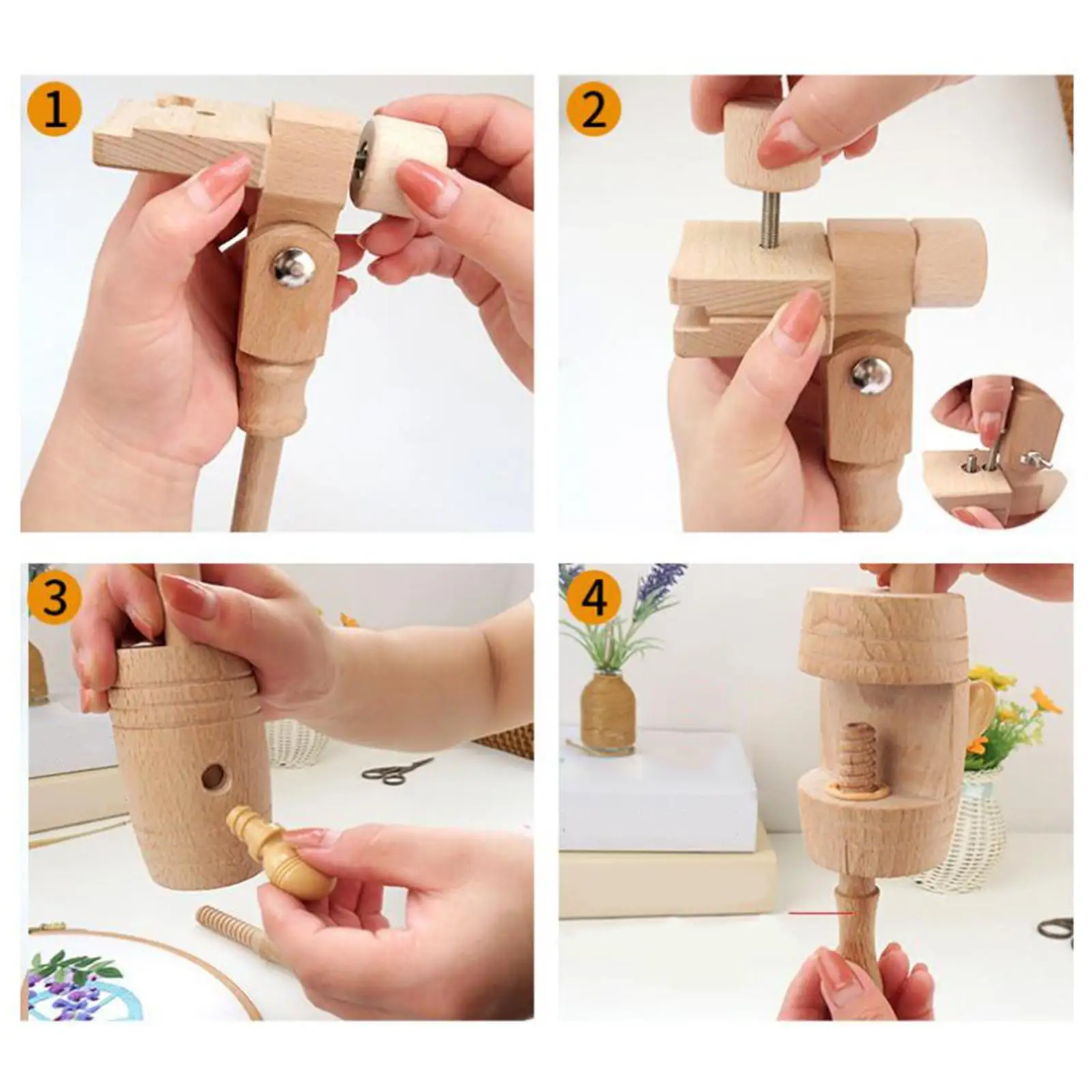 Adjustable Cross Stitch Rack Wooden Lap Table Stand Embroidery Frame Clamps for Needlework and Display Use view 3