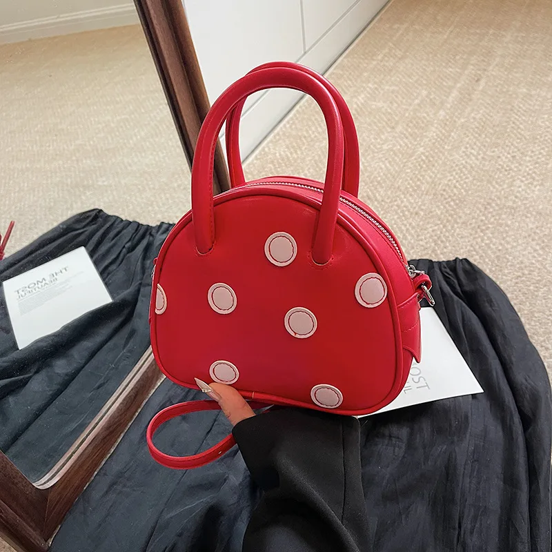 

2025 Summer Textured Shoulder Bag Minimalist Polka Dot Shell Purse Trendy Niche Crossbody Handbag for Women