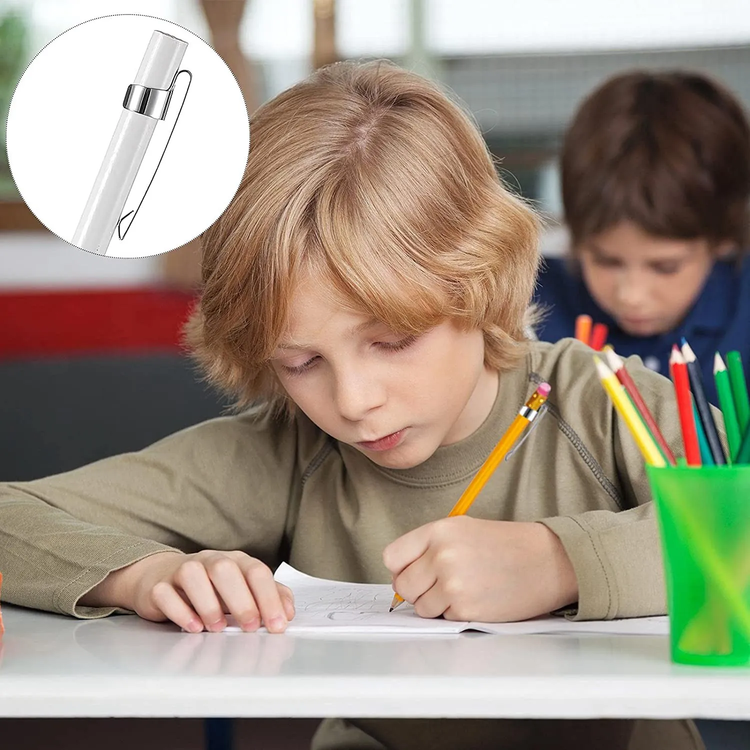 High-end Metal Pencil Clips Slide on Pencil Pocket Clips Snap in, Pencil Holder Clip Metal Hangable Portable Pencil Clips, 60 Pc